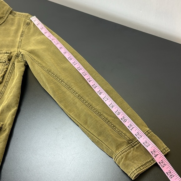 Anthropologie Olive Green Patch Ruffle Pockets Size Small Jacket - Picture 13 of 15